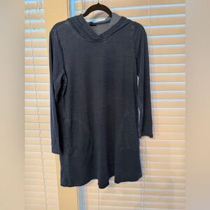 Pure jill indigo Long Sleeve Hooded Tunic Dress - comfy!  Two pockets!